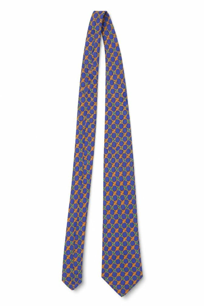 Charles Tyrwhitt Men's Blue Geometric Silk Tie Made in England One Size