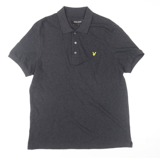 Lyle & Scott Men's Grey Cotton Polo Shirt Size L Classic Fit