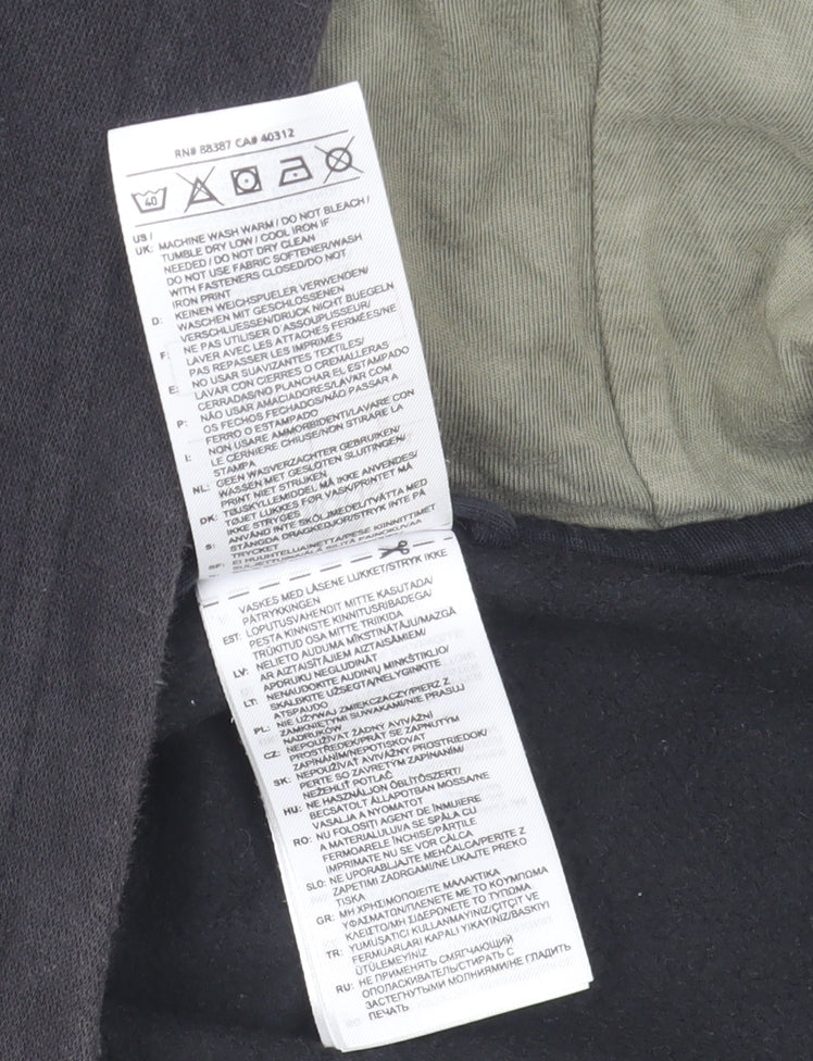 Adidas Boys Black & Green 11-12 Years Hooded Track Jacket Full Zip Colourblock