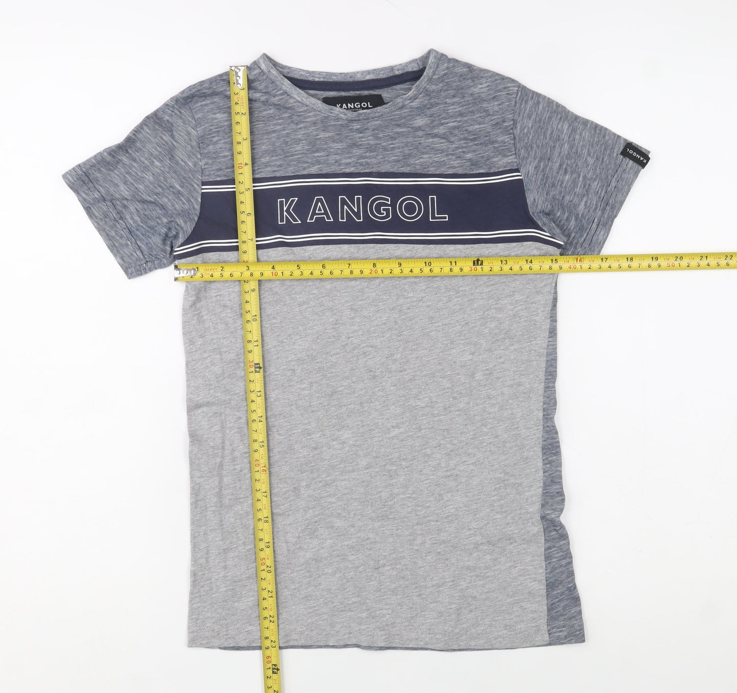Kangol Boys Grey Colourblock Crew Neck Cotton T-Shirt Size 9-10 Years
