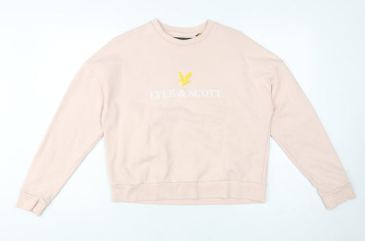 Lyle & Scott Women's Beige Cotton Logo Pullover Sweatshirt Size M