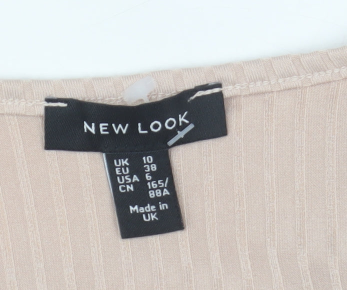 New Look Women’s Beige Wrap Tie Flared Sleeve Blouse Size 10