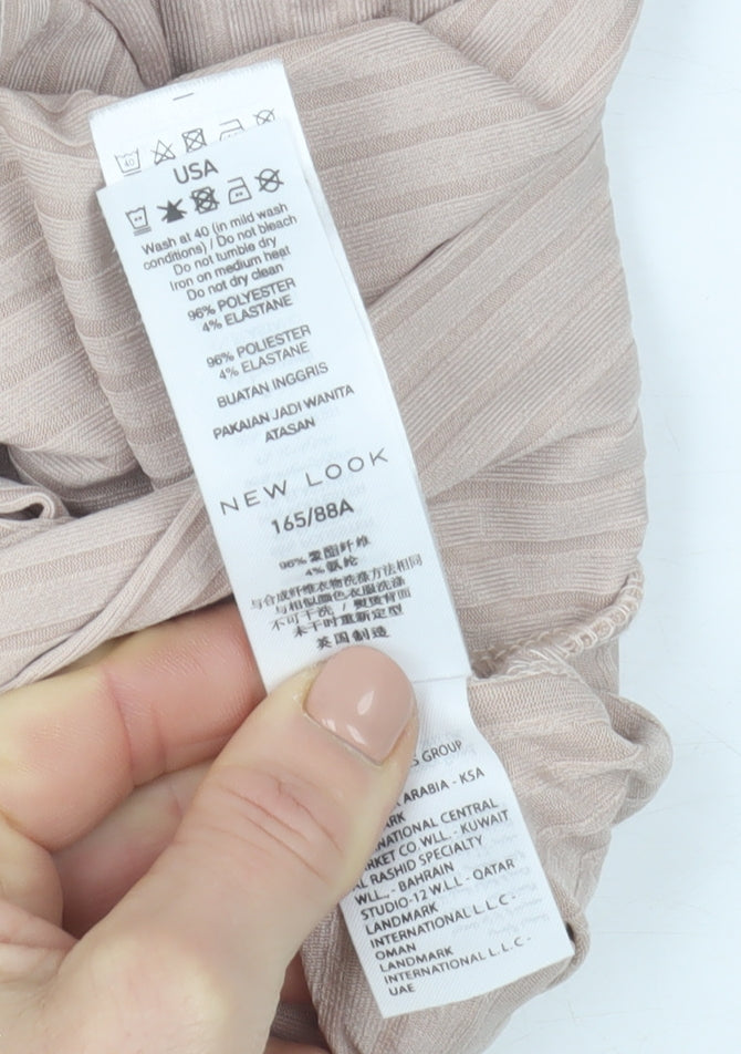 New Look Women’s Beige Wrap Tie Flared Sleeve Blouse Size 10