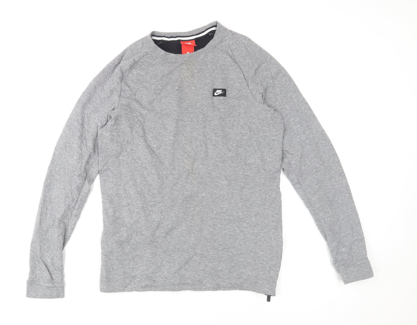 Nike Men's Grey Long Sleeve Pullover Sports T-Shirt Size S