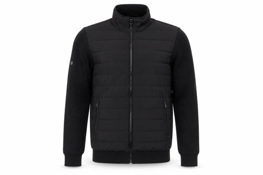 Superdry Men's Black Bomber Jacket Size S Full Zip Knit Panel