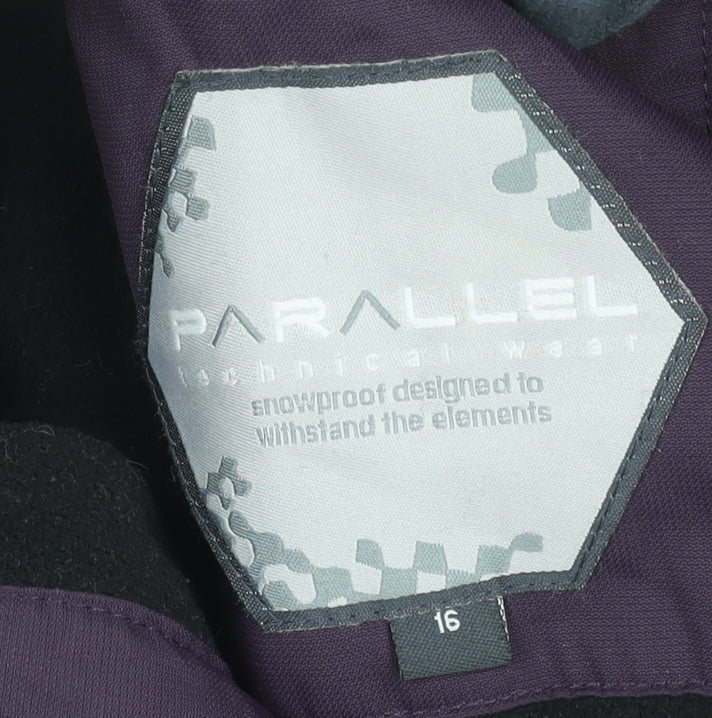 Parallel Womens Purple Ski Jacket Size 16 Hooded Waterproof Winter Coat