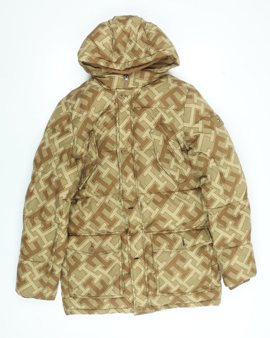 Tommy Hilfiger Women’s Beige Hooded Long Puffer Jacket Size 16