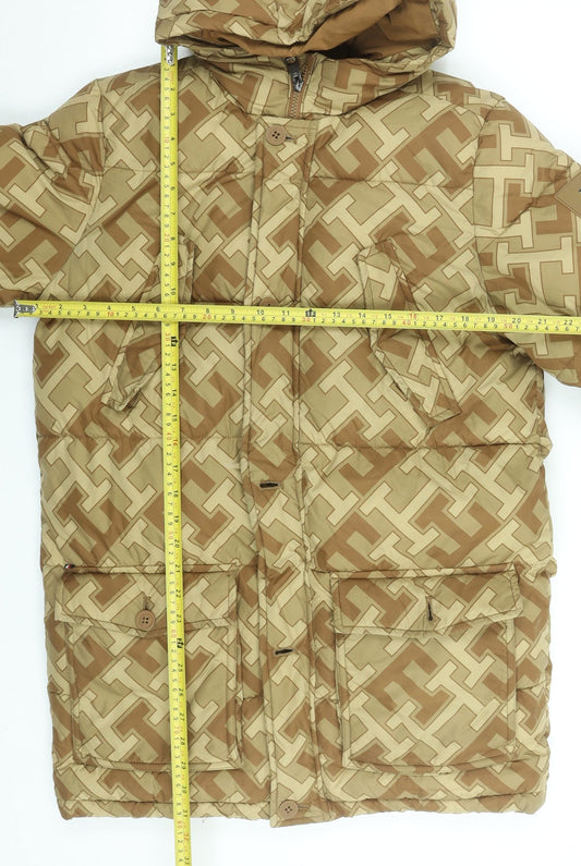 Tommy Hilfiger Women’s Beige Hooded Long Puffer Jacket Size 16