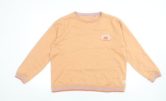 Womens UK 14 Regular FatFace Beige Pullover Sweatshirt