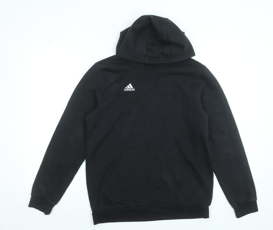 Adidas Boys Black Pullover Hoodie XL 15-16 Years Cotton Blend Logo