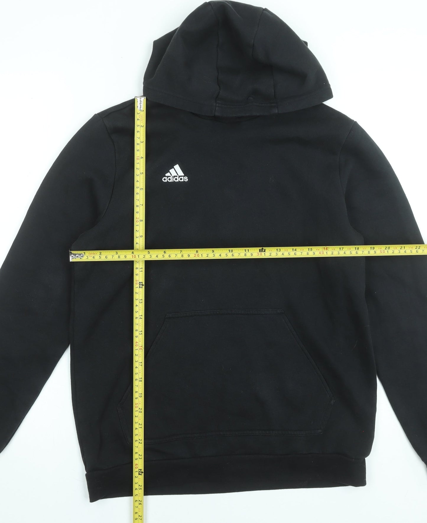 Adidas Boys Black Pullover Hoodie XL 15-16 Years Cotton Blend Logo
