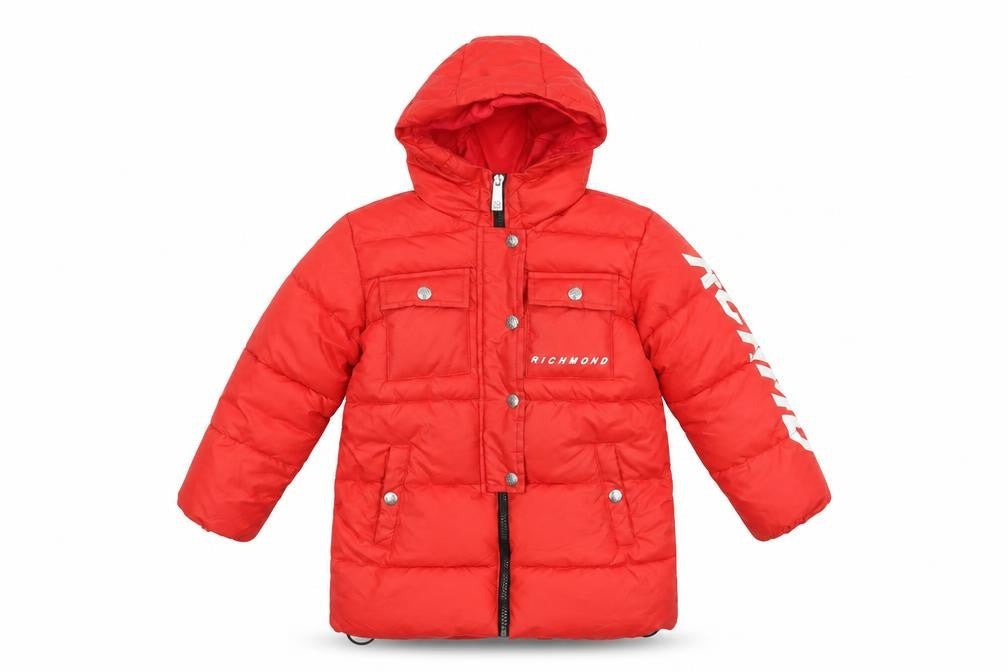 Richmond Sport Boys Red Hooded Puffer Jacket 4 Years Winter Coat