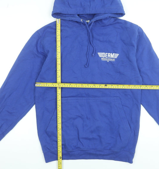 Just Hoods AWDis Blue Men’s Pullover Hoodie Size S Graphic Print