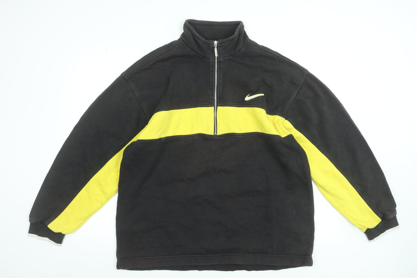 Nike Men's Black & Yellow 1/2 Zip Fleece Sweatshirt L Regular Fit