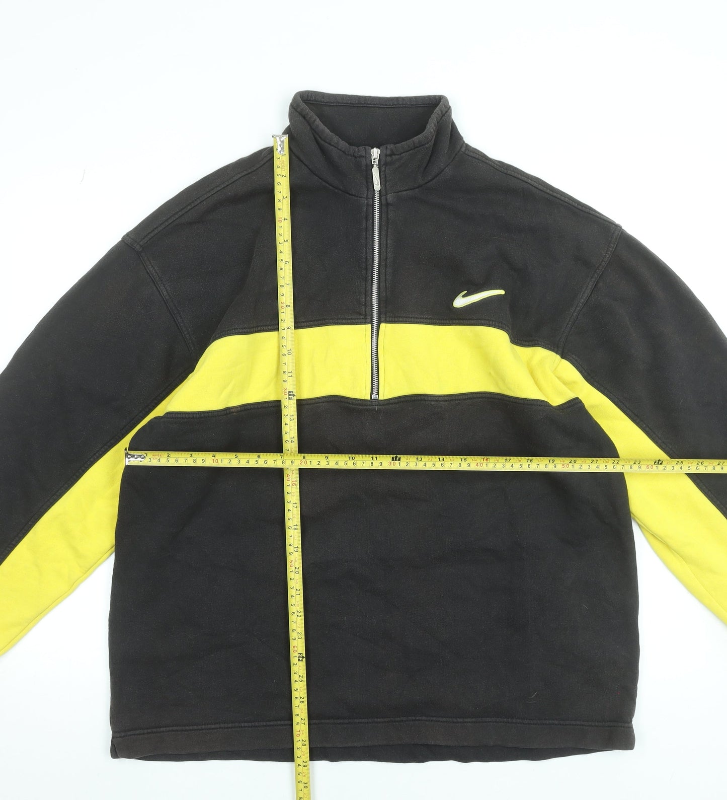 Nike Men's Black & Yellow 1/2 Zip Fleece Sweatshirt L Regular Fit