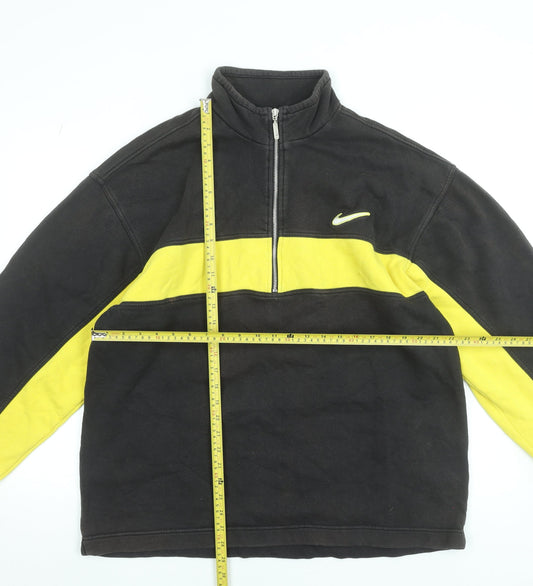 Nike Men's Black & Yellow 1/2 Zip Fleece Sweatshirt L Regular Fit