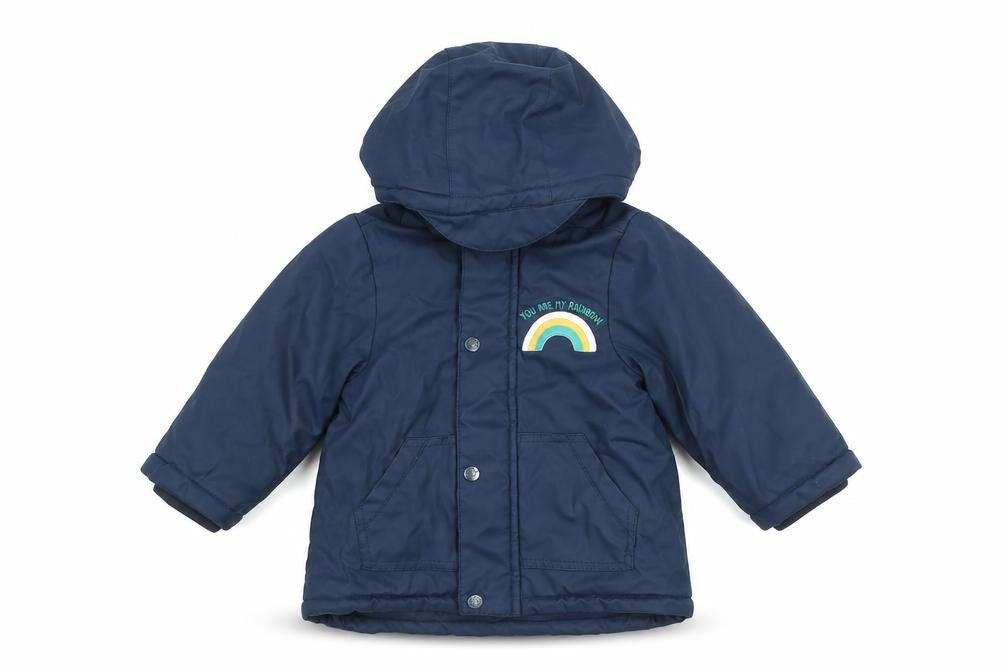 Mini Rainbow Boys Blue Hooded Puffer Jacket 18-24 Months Waterproof Lined