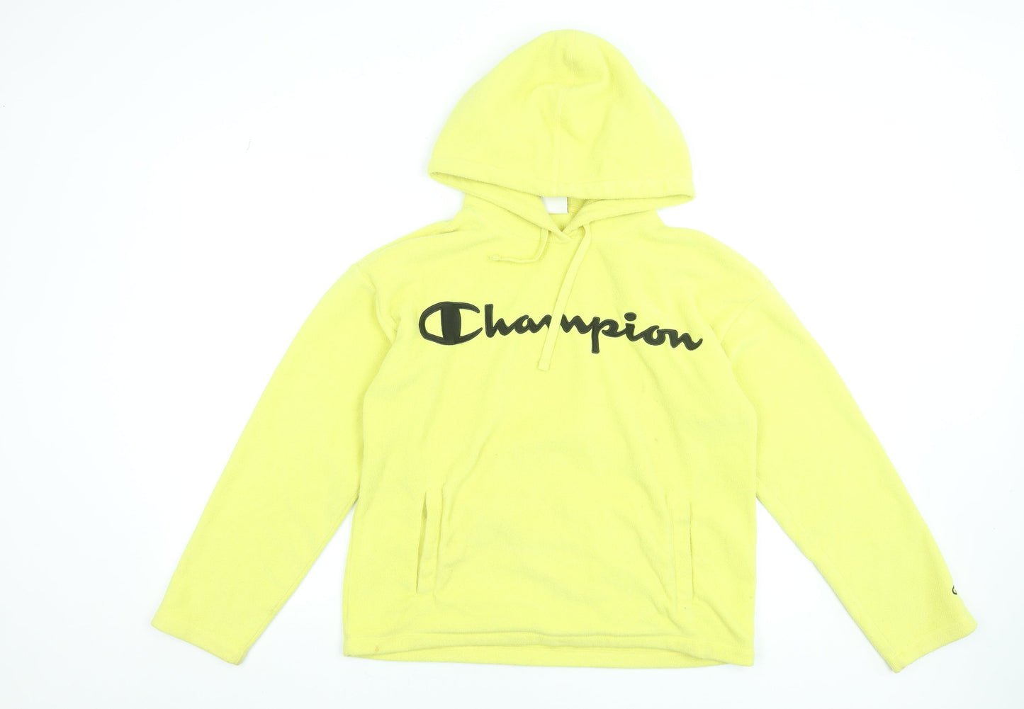Champion Men's Yellow Fleece Pullover Hoodie Medium