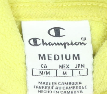 Champion Men's Yellow Fleece Pullover Hoodie Medium