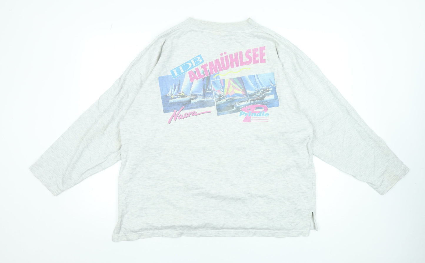 US Basic Womens Grey XL Retro Nautical Long Sleeve T-Shirt