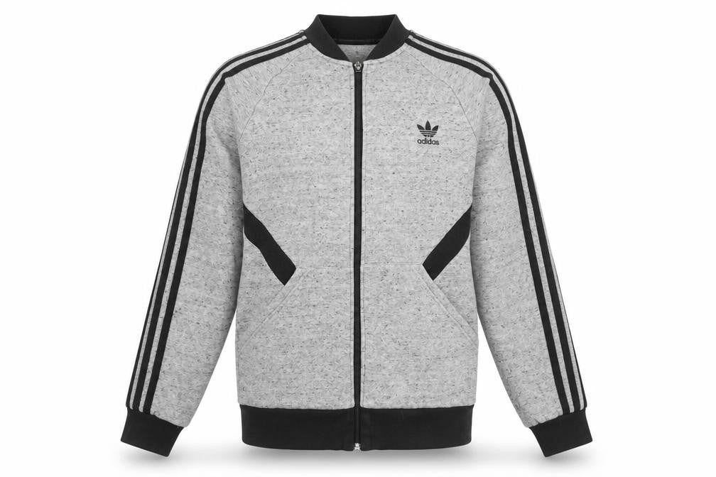 Adidas Mens Grey Full Zip Sweatshirt XL Sports Logo Jacket