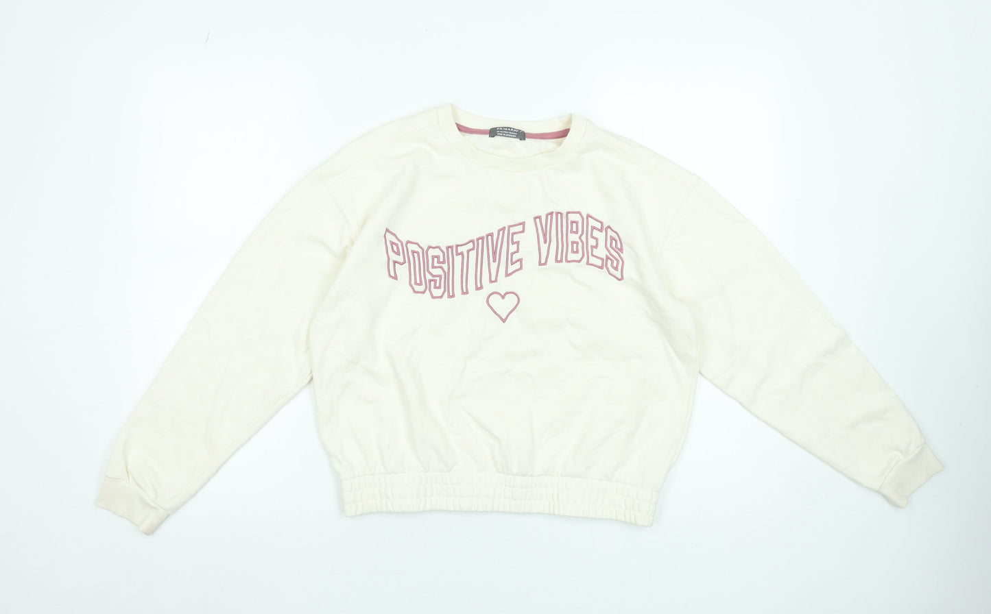 Primark Girls Ivory Positive Vibes Crew Neck Sweatshirt 12-13 Years