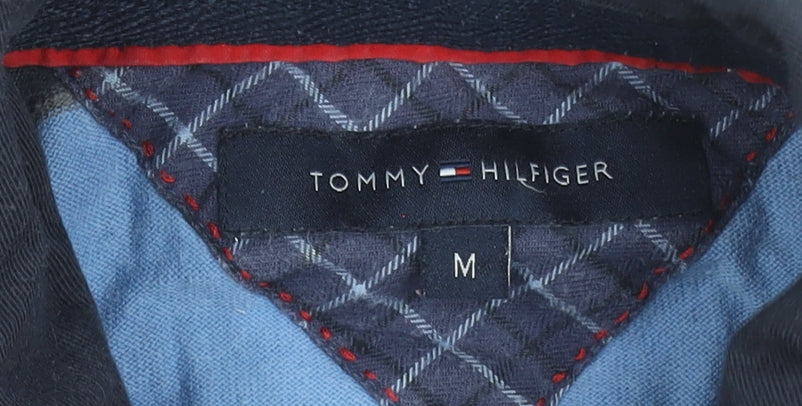 Tommy Hilfiger Men's Blue Striped Long Sleeve Cotton Polo M