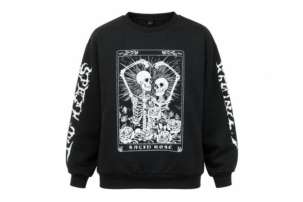 SHEIN Women's Black Skeleton Graphic Pullover Sweatshirt XS