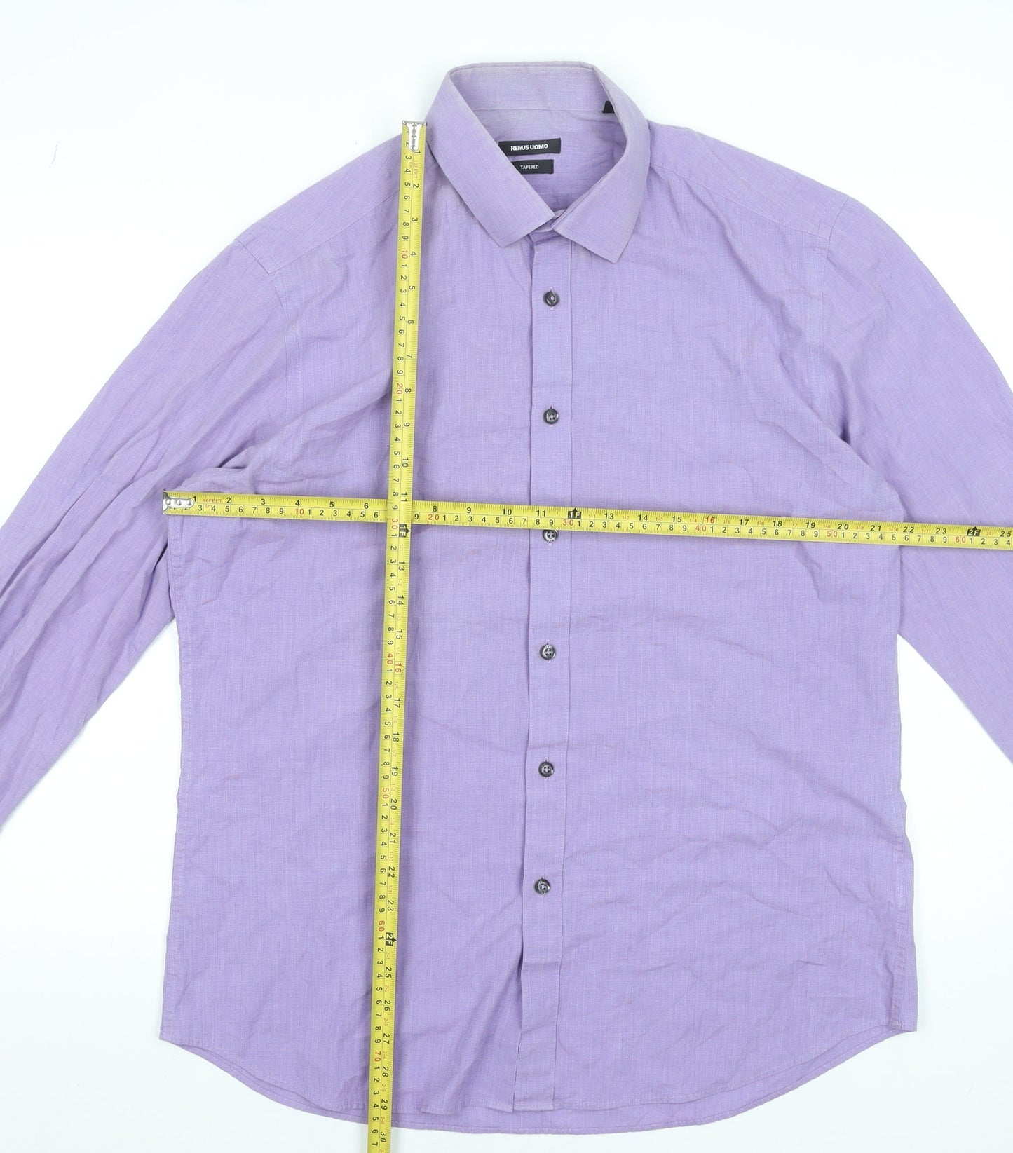 Remus Uomo Men's Purple Slim Fit Long Sleeve Dress Shirt 16.5in