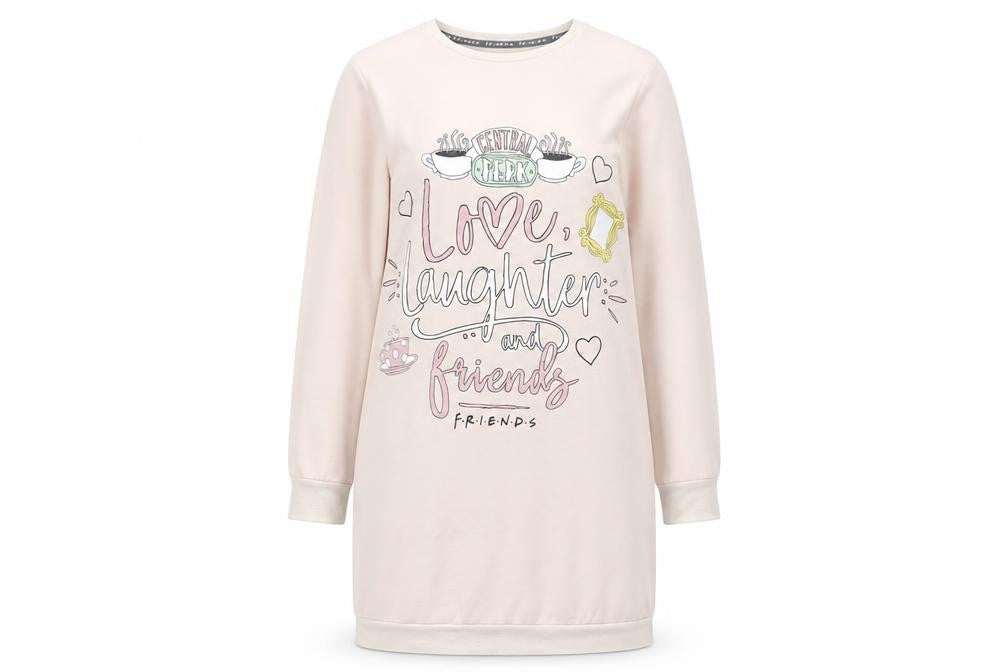 George Girls Beige Friends Graphic Long Sleeve T-Shirt Dress 12-13 Years