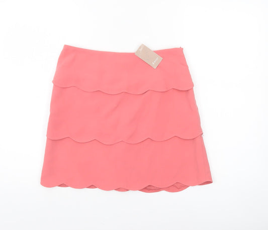 A|wear Womens Pink Layered Scalloped A-Line Skirt Size 10