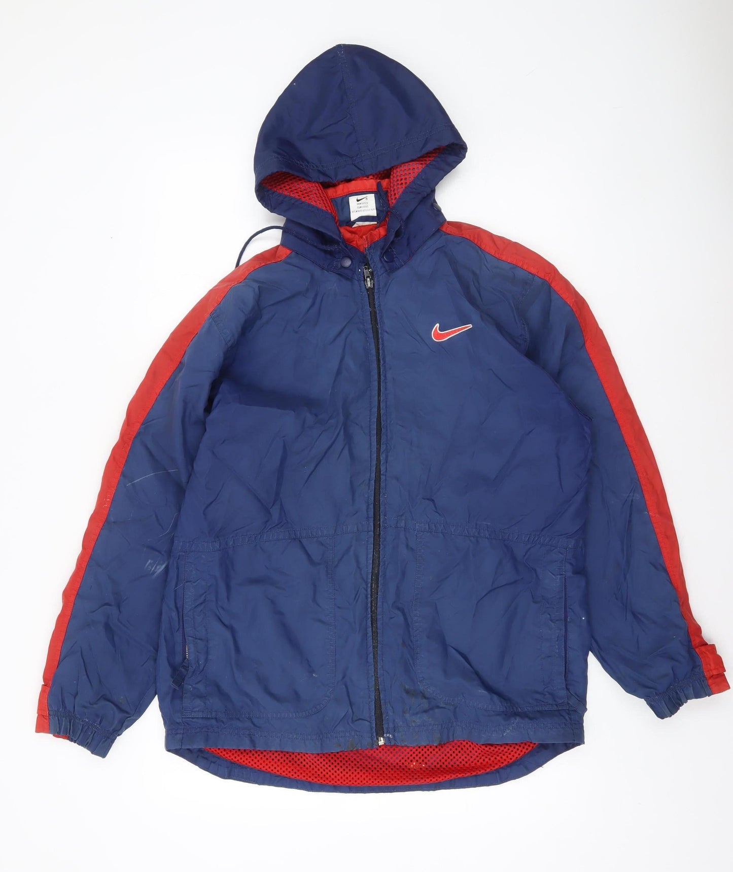 Nike Men's Blue Red XL Windbreaker Hooded Sports Jacket