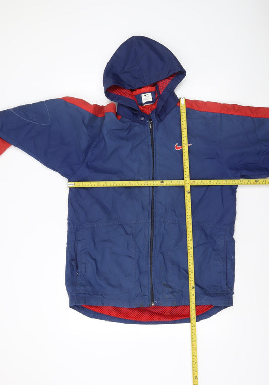 Nike Men's Blue Red XL Windbreaker Hooded Sports Jacket