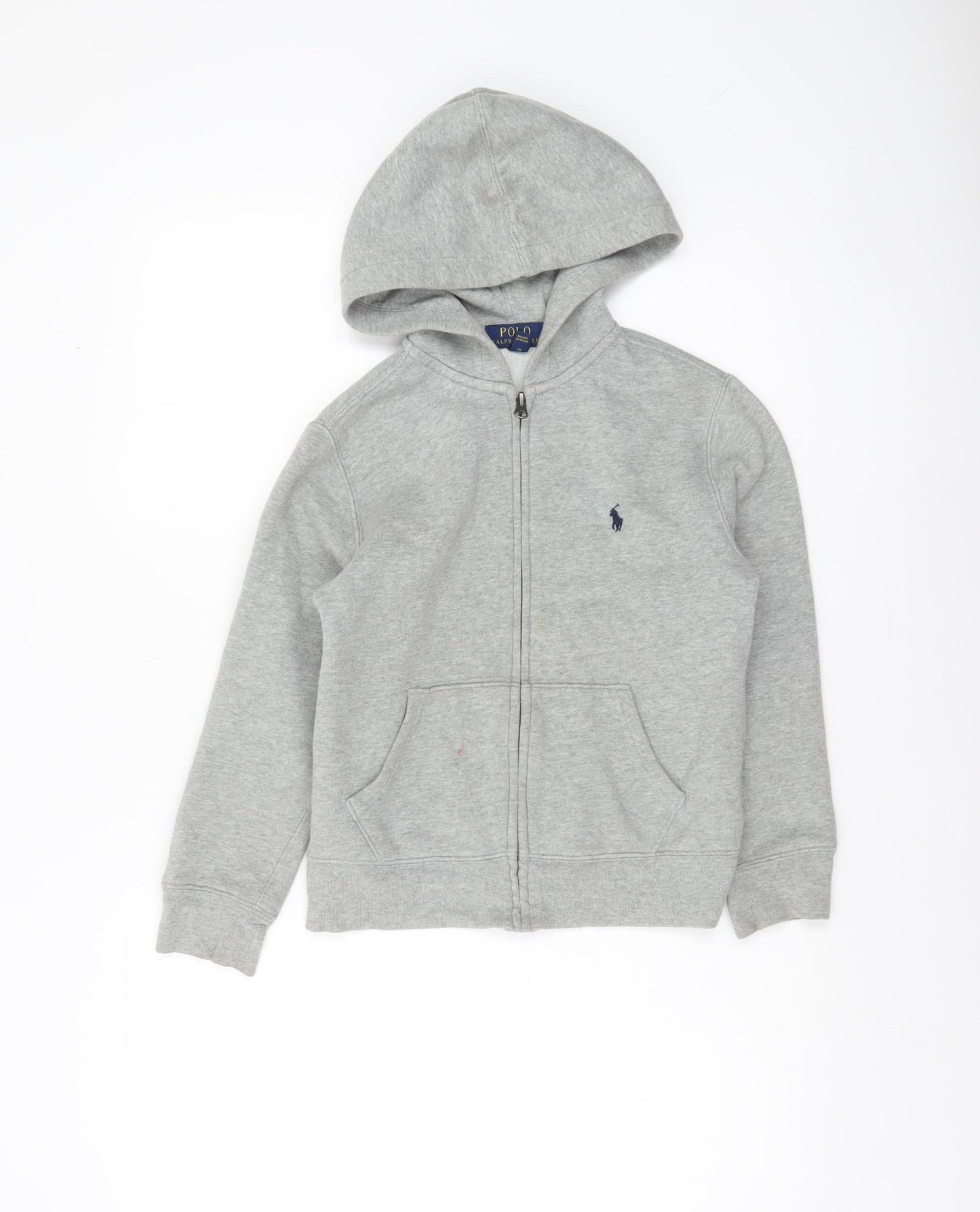 Polo Ralph Lauren Boys Grey Full Zip Hoodie Size 8 Cotton Blend