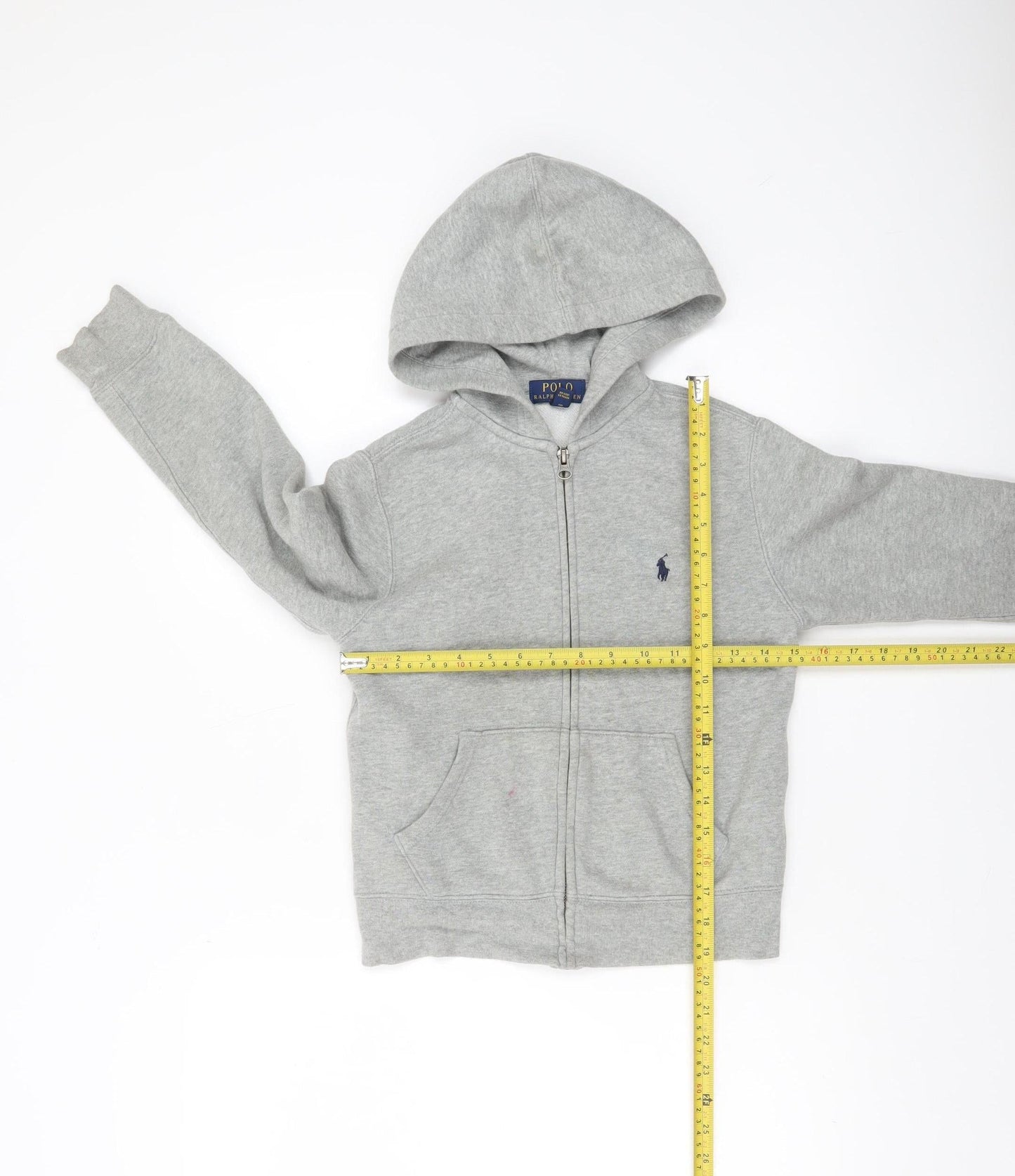 Polo Ralph Lauren Boys Grey Full Zip Hoodie Size 8 Cotton Blend