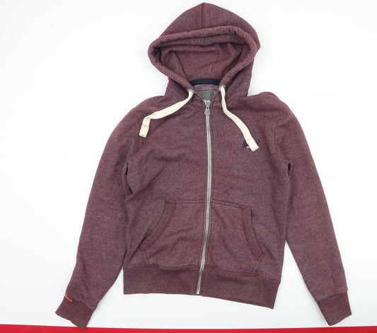 Superdry Men’s Red Full Zip Hoodie L Fleece Cotton Blend