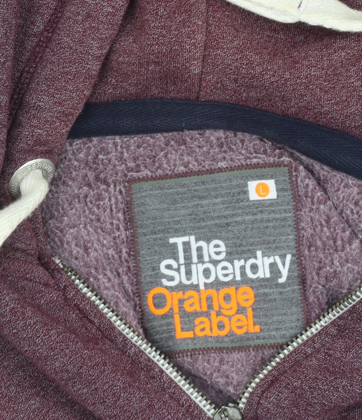 Superdry Men’s Red Full Zip Hoodie L Fleece Cotton Blend