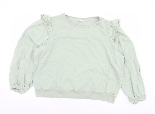 Marks and Spencer Women Dusted Mint Green Ruffle Shoulder Sweatshirt Size 16