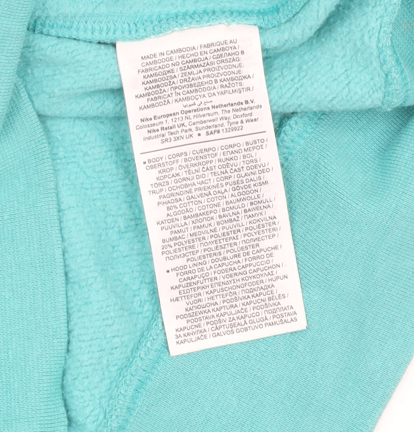 Nike Men’s Green Pullover Hoodie Size S Fleece Cotton Blend