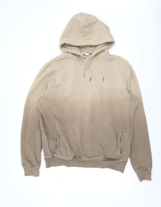 Next Men's Beige Pullover Hoodie M Regular Fit Fleece Sweatshirt