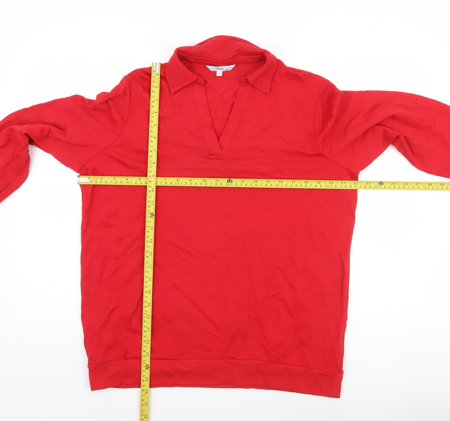 Next Women Red Henley Sweatshirt UK 16 Cotton Modal Blend