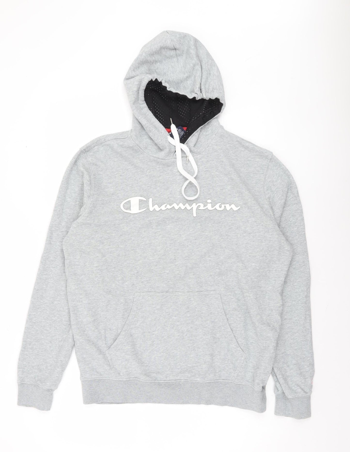 Champion Men's Grey Pullover Hoodie Large Logo Sportswear