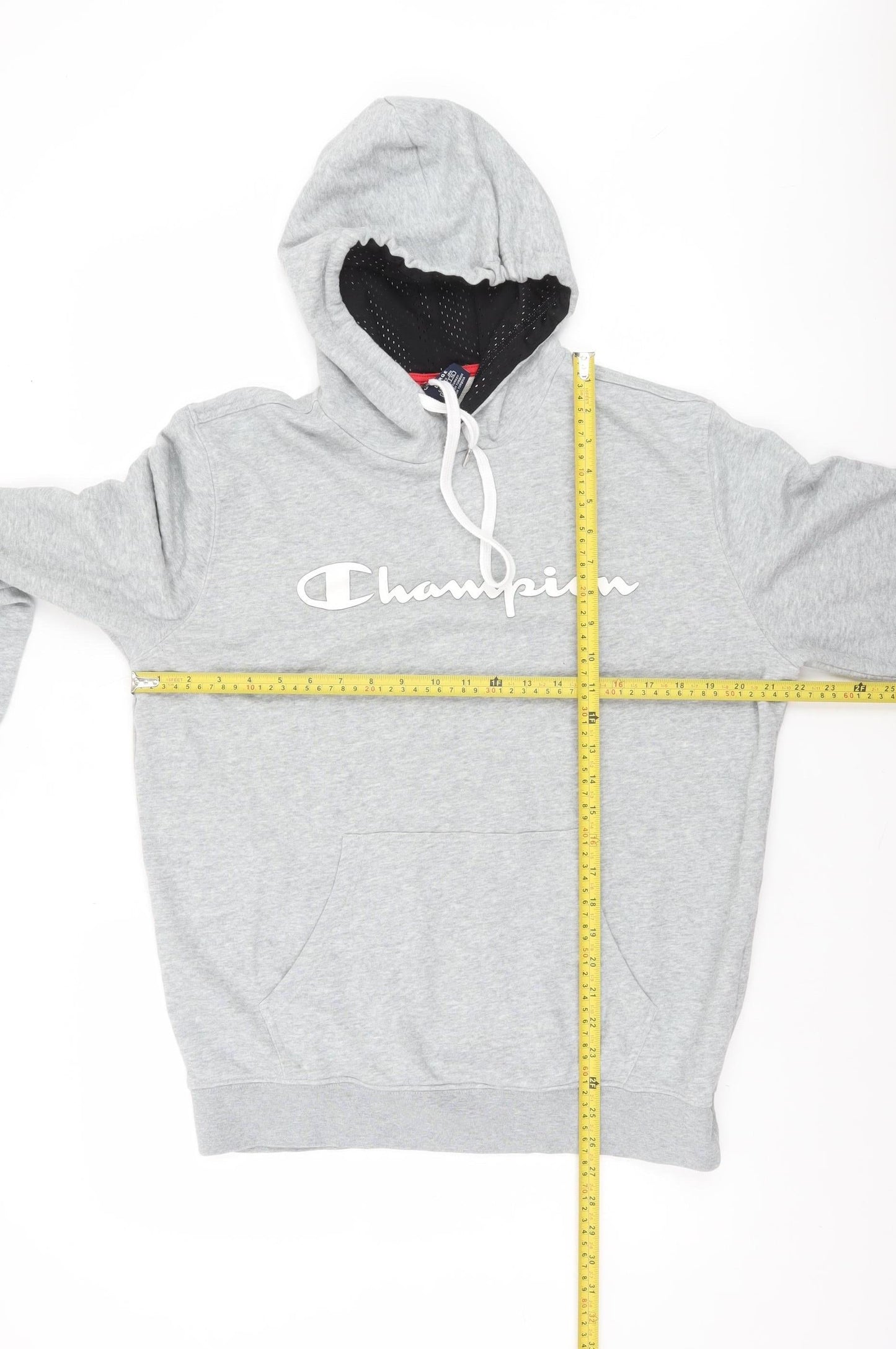 Champion Men's Grey Pullover Hoodie Large Logo Sportswear