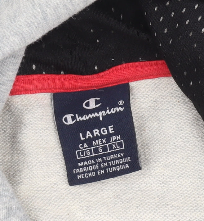 Champion Men's Grey Pullover Hoodie Large Logo Sportswear