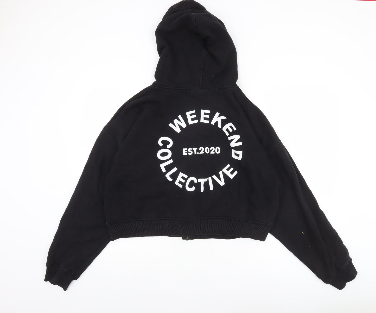 ASOS Weekend Collective Women's Black Full Zip Hoodie Size 12