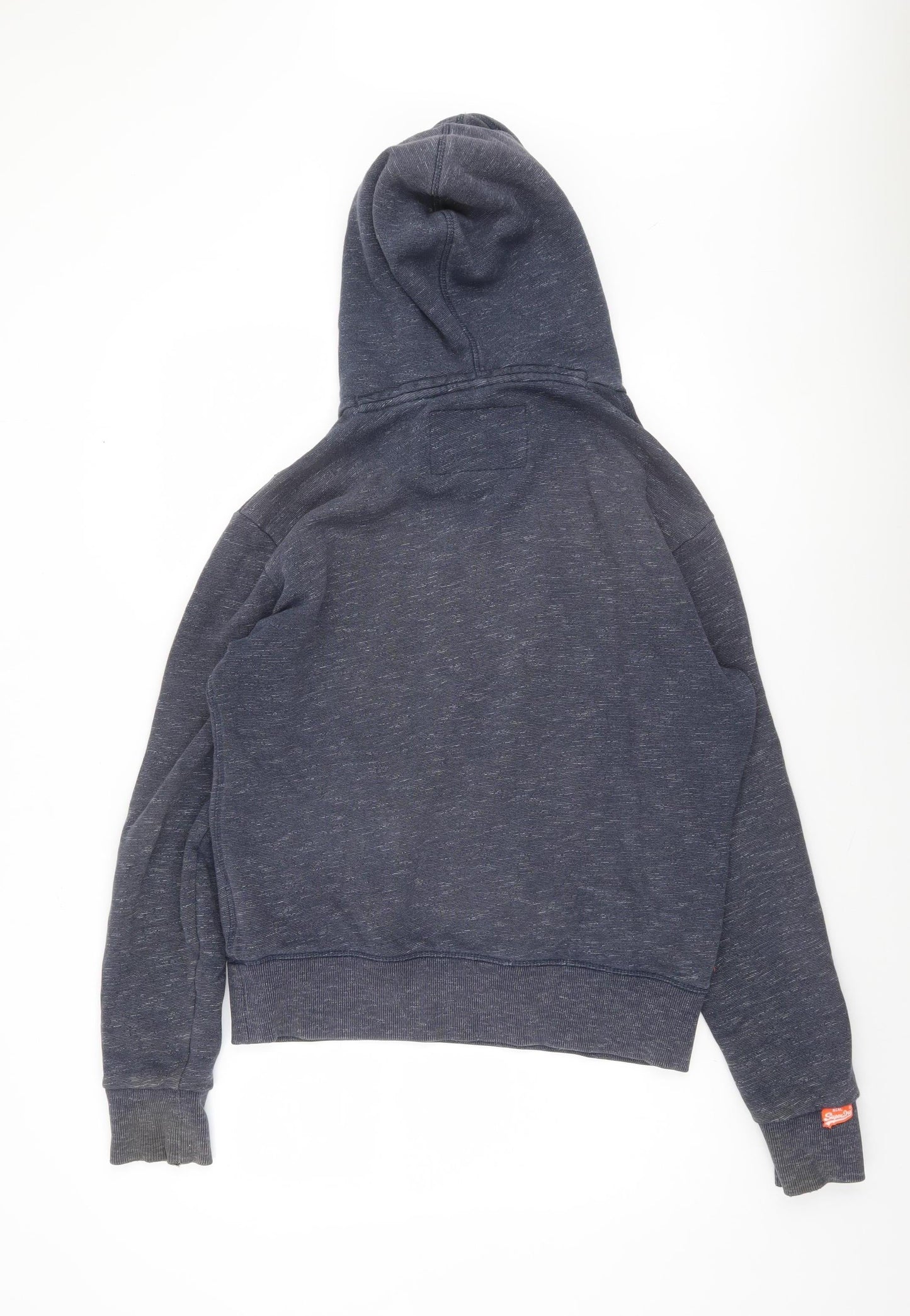 Superdry Men's Blue Pullover Hoodie Medium Fleece Logo Kangaroo Pocket