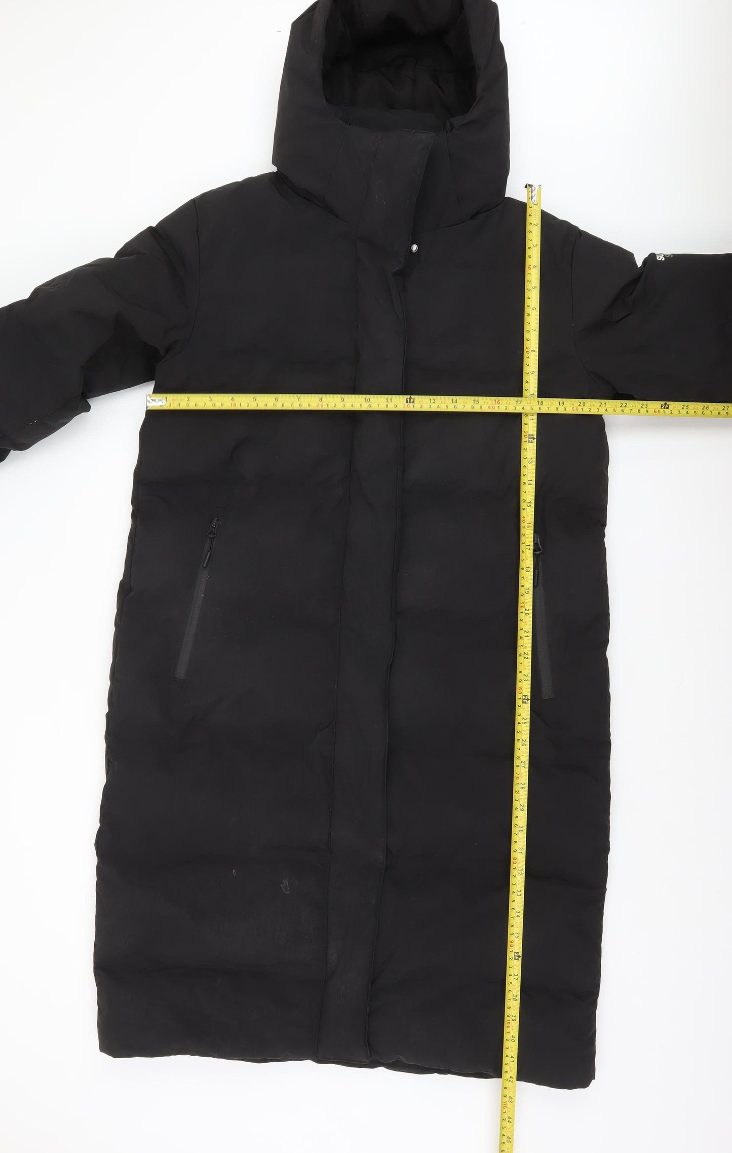 Superdry Women Black Long Hooded Puffer Coat Size 12