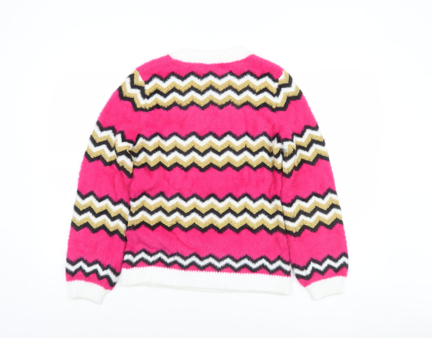 Savida Women's Multicoloured Zigzag Knit Crew Neck Jumper Size 10