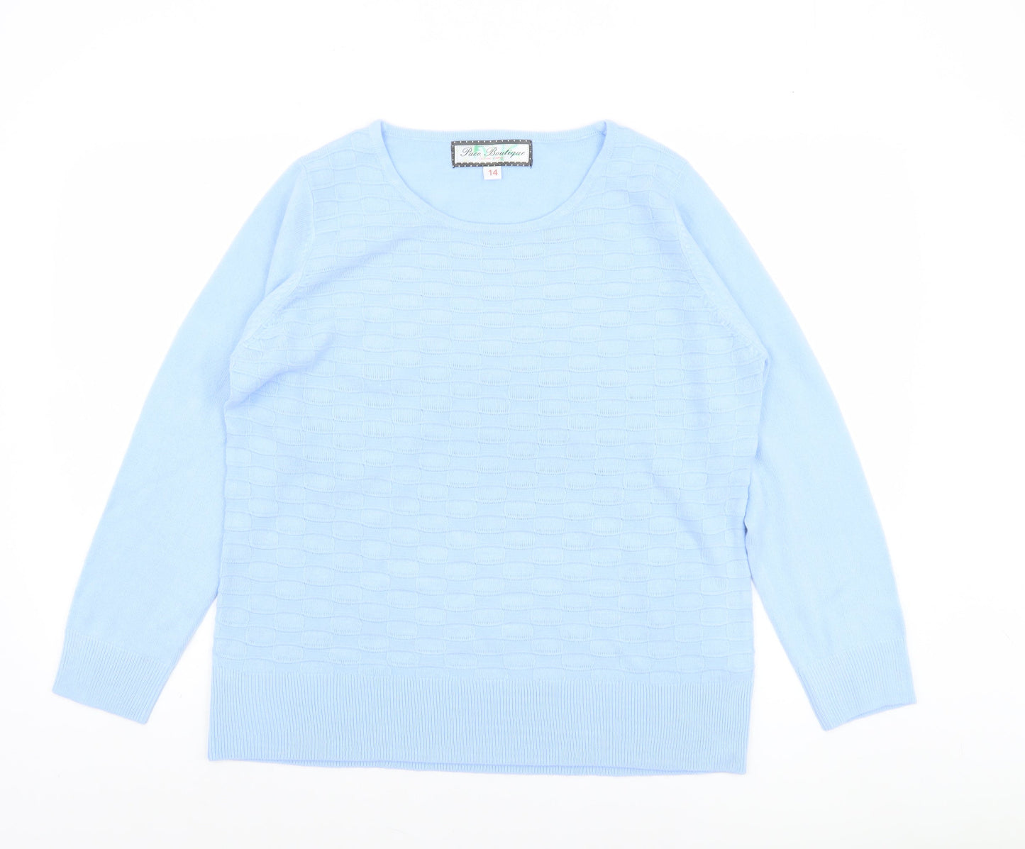 Paco Boutique Women Blue Size 14 Crew Neck Long Sleeve Acrylic Jumper