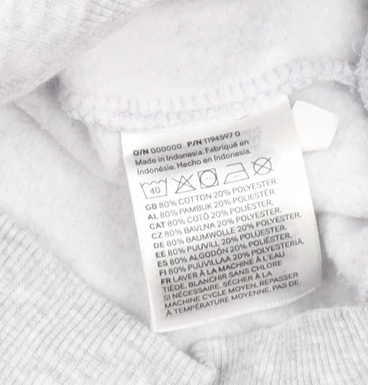 H&M Girls Grey Pullover Hoodie 11-12 Years Cotton Blend Fleece